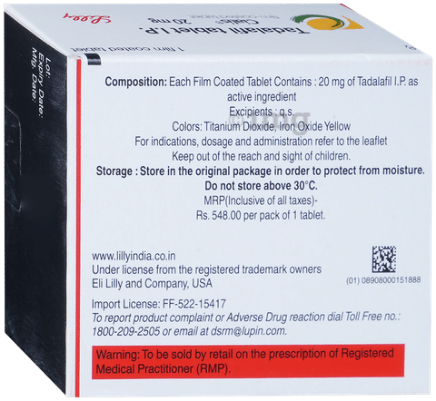 Cialis 20mg Tablet: View Uses, Side Effects, Price and Substitutes
