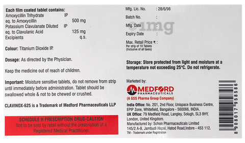 Clavinox 625 Tablet image