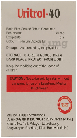 यूरिट्रोल 40 टैबलेट image