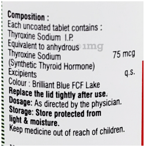 थायरोक्सीनोल 75 टैबलेट image थायरोक्सीनोल 75 टैबलेट image