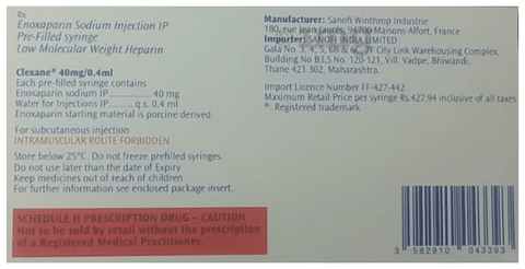 Clexane 40mg Injection (0.4ml Each)