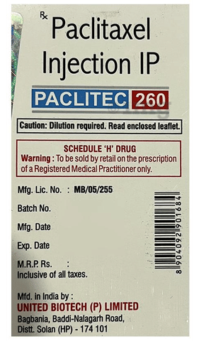 Paclitec 260mg/ml Injection image Paclitec 260mg/ml Injection image