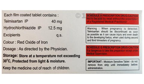 Telmisartan 40 Mg Hydrochlorothiazide 125 Mg, 10*15, Prescription at Rs  1170/box in Panchkula