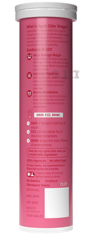 HK Vitals Apple Cider Vinegar 750mg Effervescent Tablet (15 Each)  Watermelon: Buy combo pack of 4.0 bottles at   in India |  1mg
