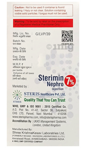 Sterimin Nephro 7% Injection image