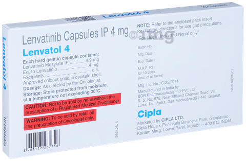 Lenvatol 4mg Capsule image