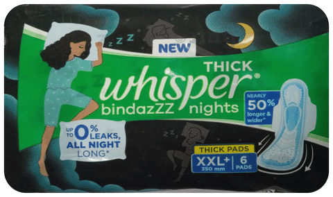 Whisper Bindazzz Nights Pads, Size XXL+: Buy packet of 6.0 pads at best  price in India