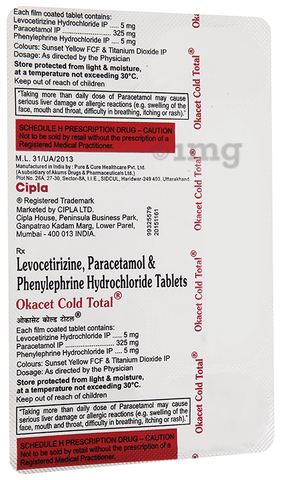 Okacet Cold Total Tablet image