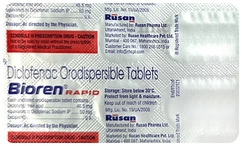 Bioren Rapid MD Diclofenac Tablet 50 MG | Quick relief in pain, inflammation, and swelling image Bioren Rapid MD Diclofenac Tablet 50 MG | Quick relief in pain, inflammation, and swelling image