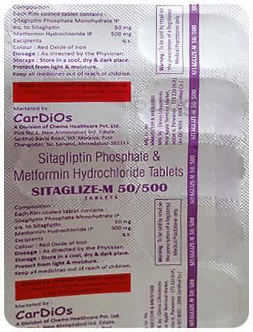 Sitaglize-M 50/500 Tablet image Sitaglize-M 50/500 Tablet image
