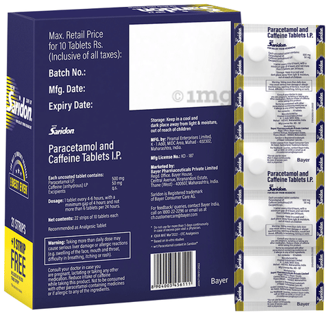 New Saridon Tablet | For Pain Relief | Provides Fast Headache Relief image