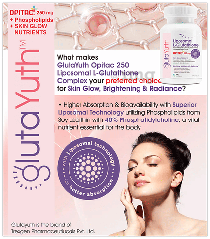 opitac glutathione absorption Gluta Yuth Liposomal Japanese L-Glutathione Opitac 250 mg Capsule