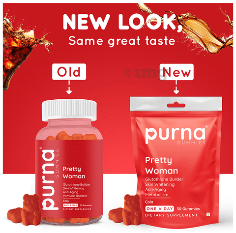 how many glutathione gummies per day Purna Gummies Pretty Woman Glutathione Gummies | for Skin Whitening &  Immune Booster | 1 daily
