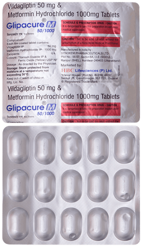 Glipacure M 1000mg/50mg Tablet