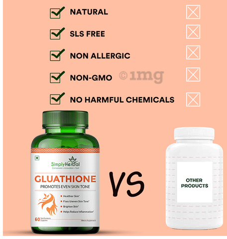Simply Herbal Glutathione Capsule: Buy bottle of 60.0 capsules at best  price in India | 1mg