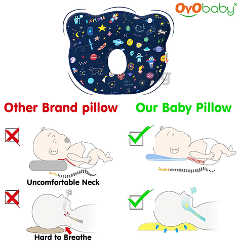 Oyo Baby Memory Foam Baby Head Shaping Pillow Sky Print