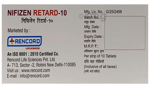Nifizen Retard 10 Tablet SR image Nifizen Retard 10 Tablet SR image
