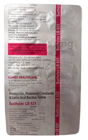 Suchclav LB 625 Tablet image Suchclav LB 625 Tablet image