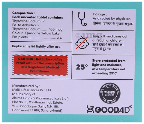 Thyrogood 100 Tablet image Thyrogood 100 Tablet image