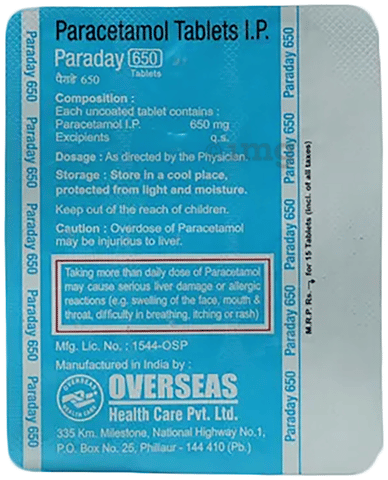 Paraday 650mg Tablet image