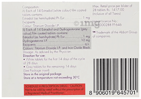 Femoston 1mg/1mg/10mg Tablet image