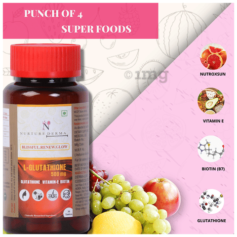 Nurture Derma L-Glutathione 500mg Tablet: Buy bottle of 30.0 tablets at  best price in India | 1mg