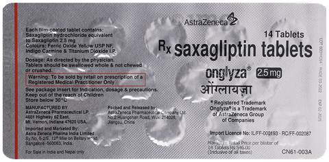 Onglyza 2.5mg Tablet image