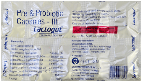 Velbiom Lactogut Vegetable Capsule image Velbiom Lactogut Vegetable Capsule image