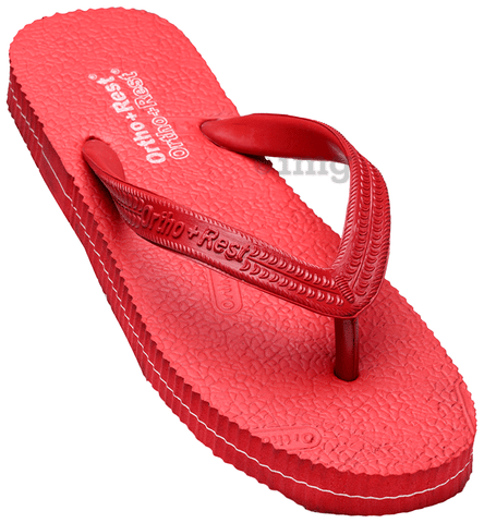 Ortho Rest Unisex Hawaii Chappal Orthopedic Comfort, Bathroom Rubber  Flip-Flops Red 11
