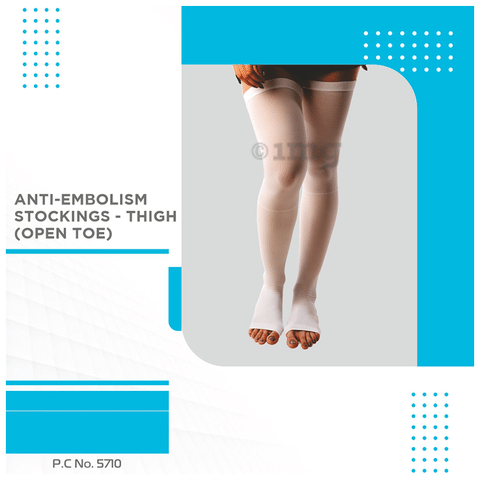 Vissco Anti-Embolism Stockings -Thigh Length-Open Toe to Improve Blood  Circulation Large White: Buy box of 1.0 Pair of Stockings at best price in  India