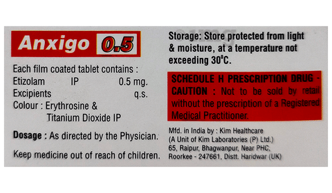 Anxigo 0.5mg Tablet image Anxigo 0.5mg Tablet image