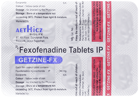 Getzine FX 180mg Tablet image