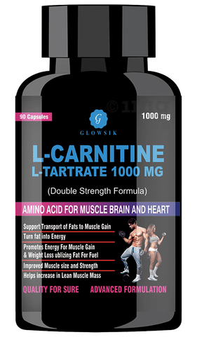 Glowsik L-Carnitine L-Tartrate 1000mg Capsule: Buy bottle of 90.0 capsules  at best price in India