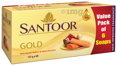 Santoor Gold Soap 125gm Each Buy combo pack of 6.0 soaps at