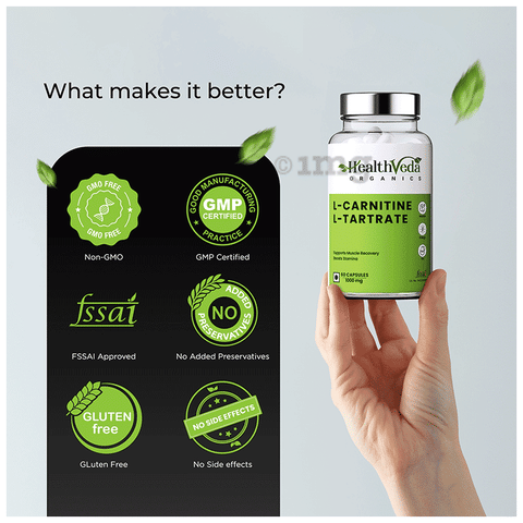 Health Veda Organics L- Carnitine L-Tartrate Capsule: Buy jar of 60.0  capsules at 𝗯𝗲𝘀𝘁 𝗽𝗿𝗶𝗰𝗲 in India