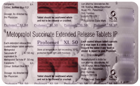 Prolomet Xl 50 MG Tablet XL - Uses, Dosage, Side Effects, Price