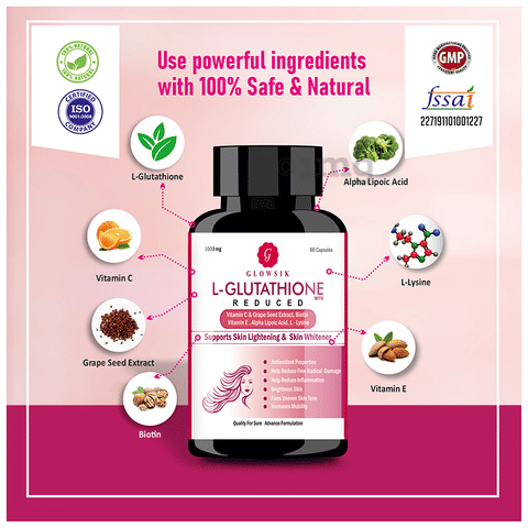 Glowsik L-Glutathione (Reduced) 1000mg | With Vitamin C & ALA for Skin  Health Capsule: Buy bottle of 60.0 capsules at   in India  | 1mg