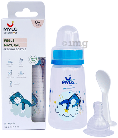 Mylo Feeding Bottle Essentials Feels Natural for New Born Baby Anti Colic  BPA Free Small Nipple Blue Bear