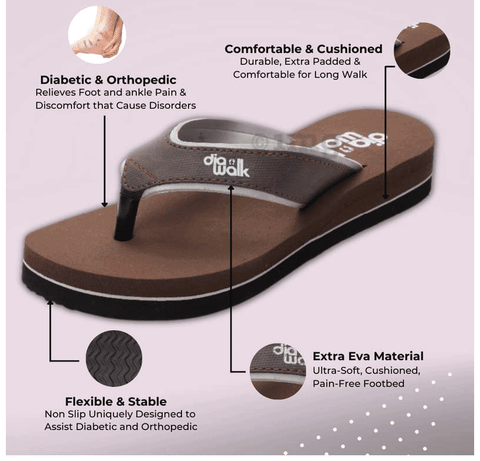 Diawalk DPL 001 Diabetic Orthopedic Slippers for Women Brown