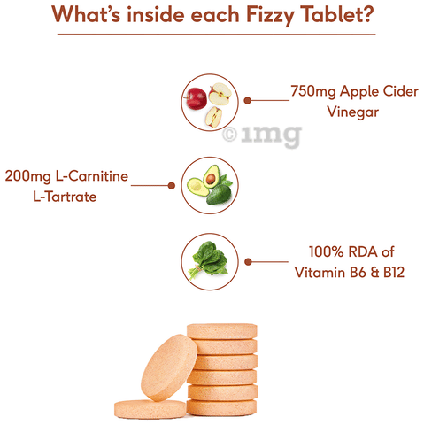 HK Vitals Apple Cider Vinegar with L-Carnitine Effervescent Tablet Orange: Buy bottle of 15.0 Effervescent Tablet at 𝗯𝗲𝘀𝘁 𝗽𝗿𝗶𝗰𝗲 in India