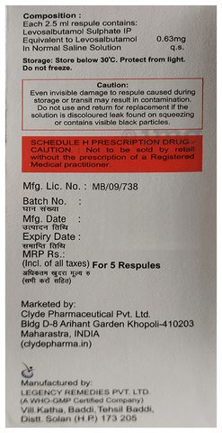 Neblair 0.63 Respules (2.5 ml Each)