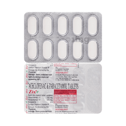 Buy Zix P 100mg/325mg Tablet Online: View Uses, Side Effects