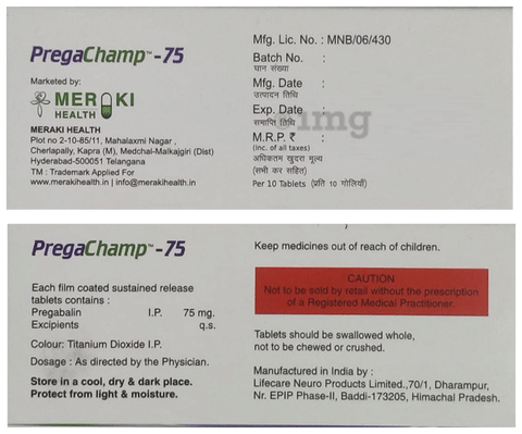 Pregachamp 75 Tablet SR image