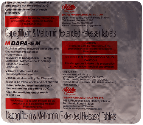 M Dapa M 5mg/500mg Tablet