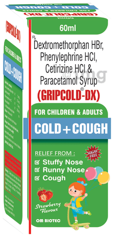 Gripcold-DX Syrup Strawberry Sugar Free
