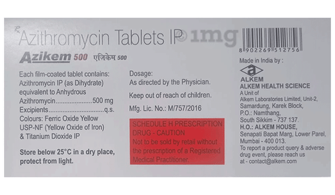 Azikem 500mg Tablet image