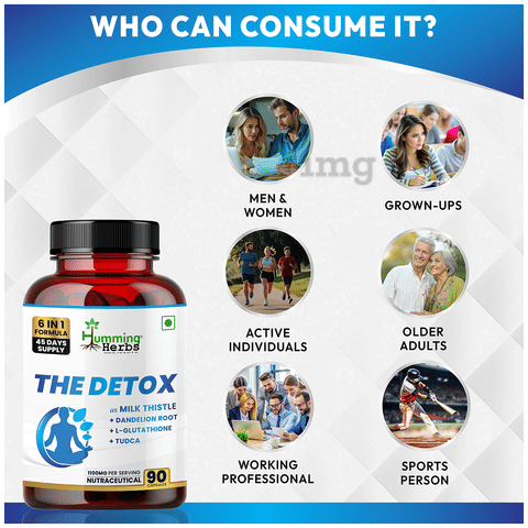 Humming Herbs The Detox with Milk Thistle & Glutathione | Veg Capsule for Liver & Antioxidant Support: Buy bottle of 90.0 vegicaps at best price in India | 1mg Humming Herbs The Detox with Milk Thistle & Glutathione | Veg Capsule for Liver & Antioxidant Support: Buy bottle of 90.0 vegicaps at best price in India | 1mg