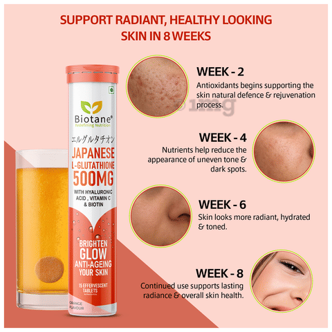 japan glutathione benefits Biotane Japanese L-Glutathione 500mg Effervescent Tablet Orange: Buy bottle  of 15.0 Effervescent Tablet at best price in India