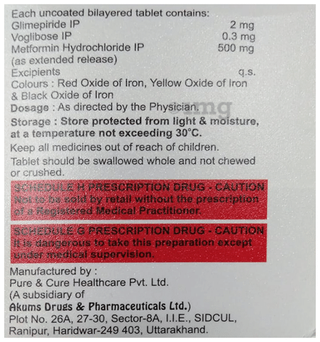 Glimzab MV 2mg/500mg/0.3mg Tablet ER