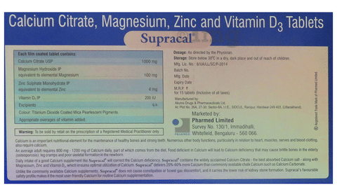 Supracal Tablet | Calcium & Vitamin D3 Supplement for Bone Health image